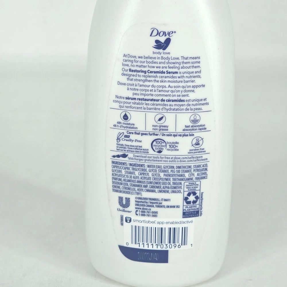2x Dove Body Love Intense Care Lotion Ceramide Serum 13.5 oz‎ ea Pump Bottle NOS
